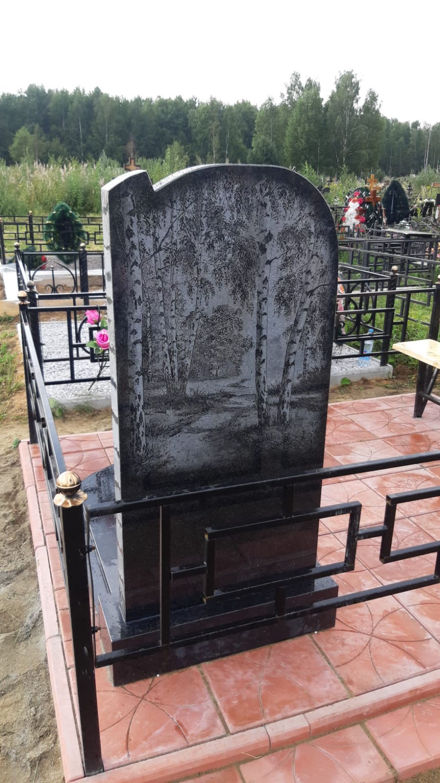 Пейзаж с березой для гравировки на памятник 99020