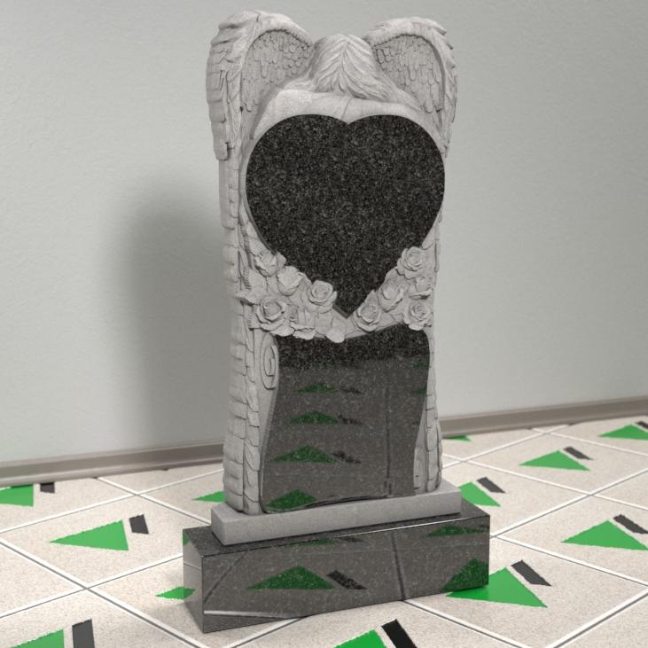 Памятник с ангелом и розами 13707