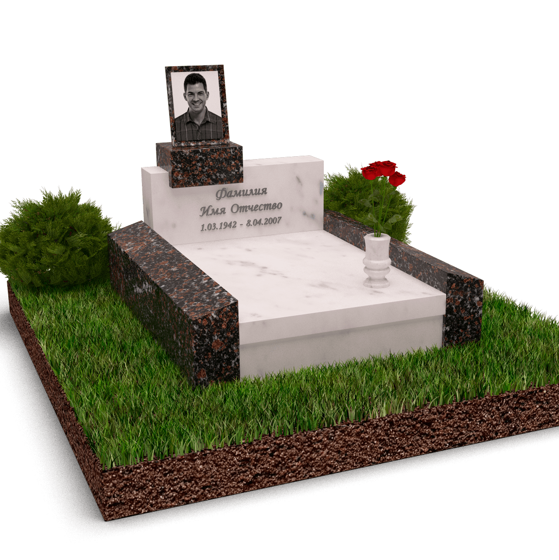 Европейский памятник маленький с фото на подставке 18877
