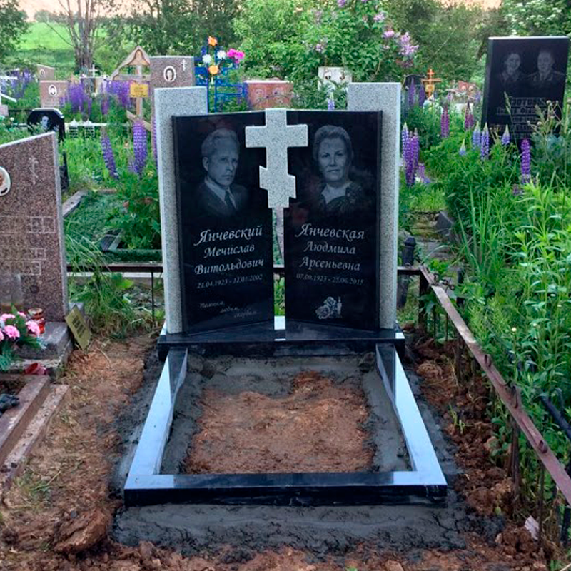 Комбинированный памятник с крестом № 18529