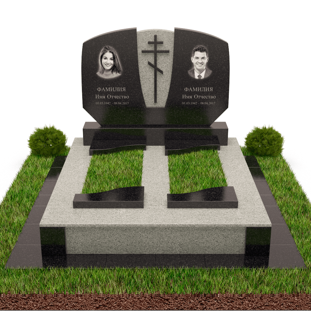 Двойной памятник с высокой надгробной плитой 18873