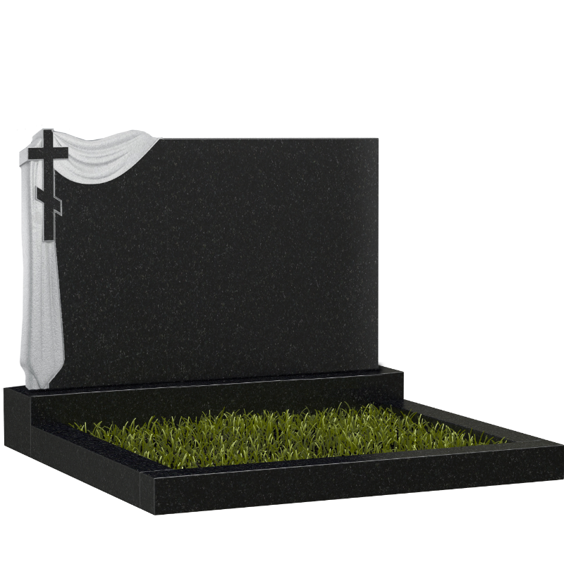 Памятник с крестом и тканью на могилу