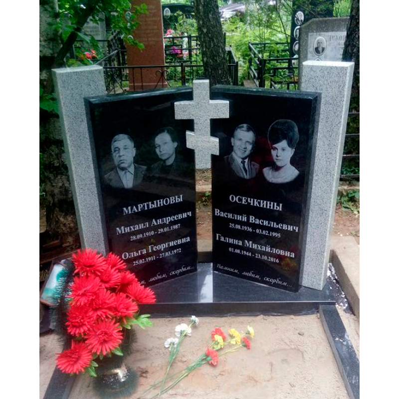 Комбинированный памятник с крестом № 18529