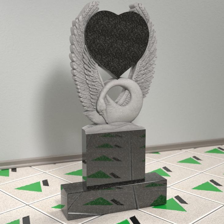 Памятник с лебедем и сердцем