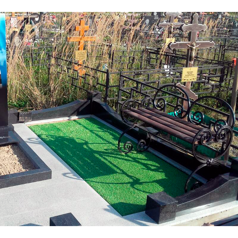 Ритуальная лавочка со спинкой на кладбище 50110