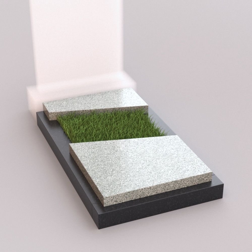 Цветник с серой надгробной плитой 81012