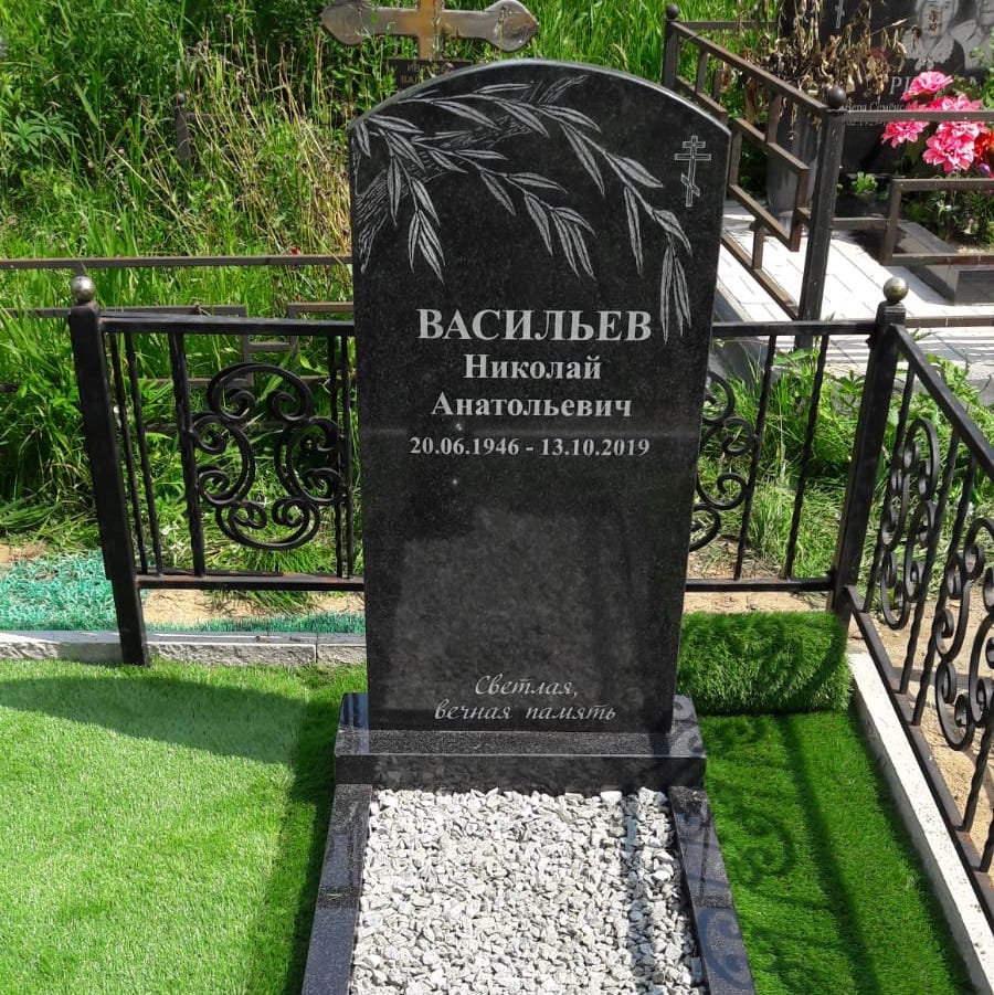 Плакучая ива с крестом на памятник из гранита