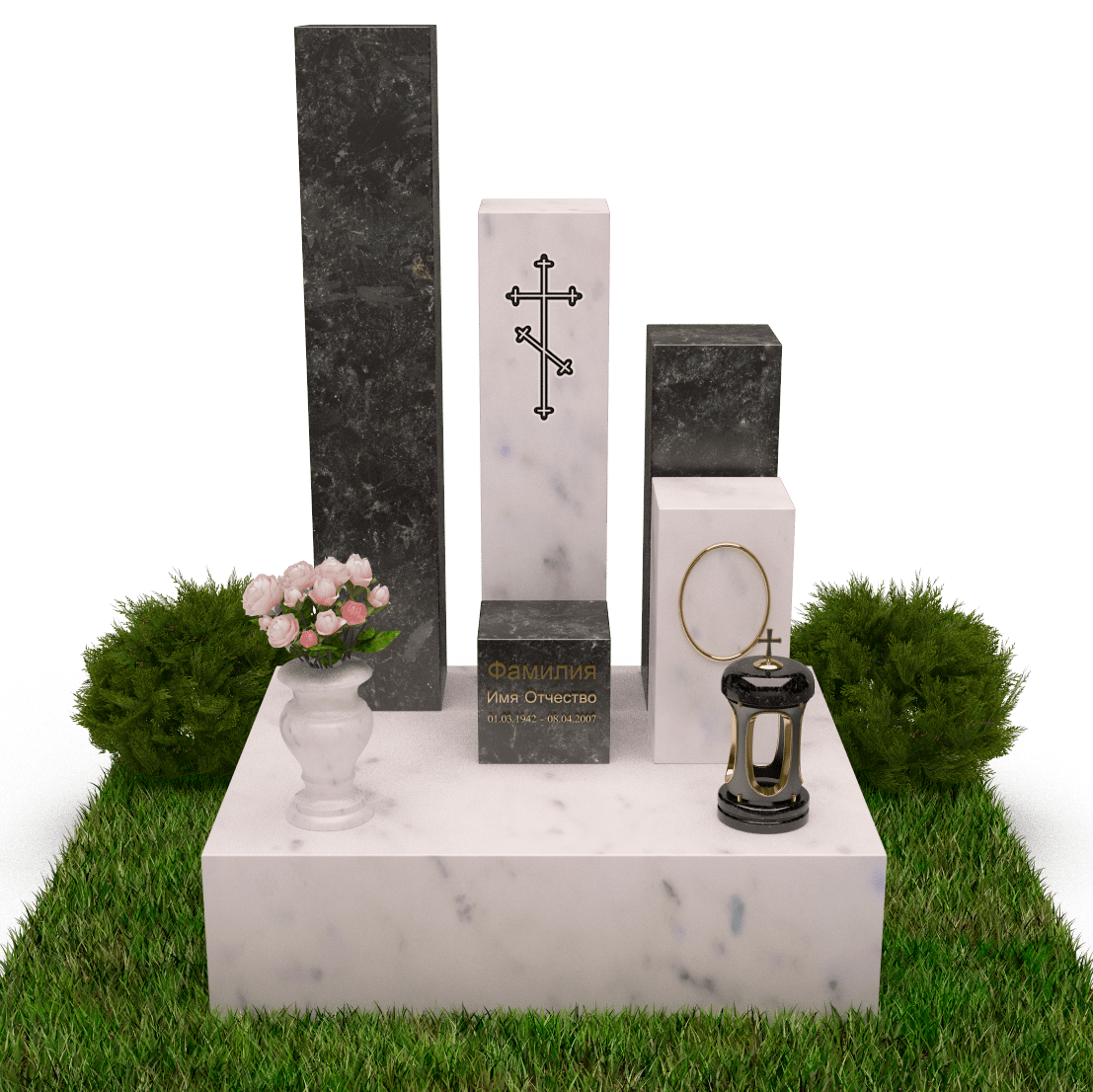 Комплекс европейский из зеленого и белого гранита