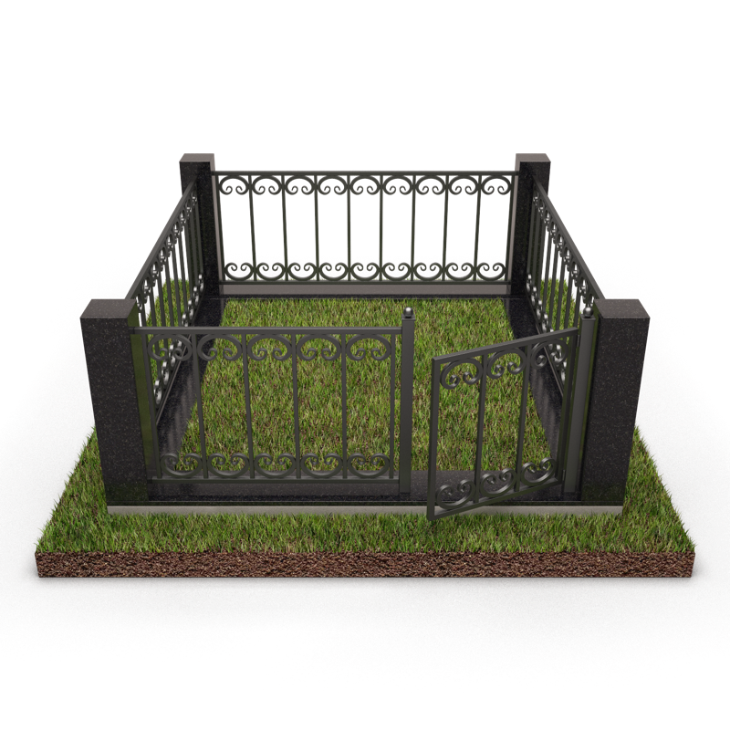 Высокий цоколь на могилу с оградой 22162