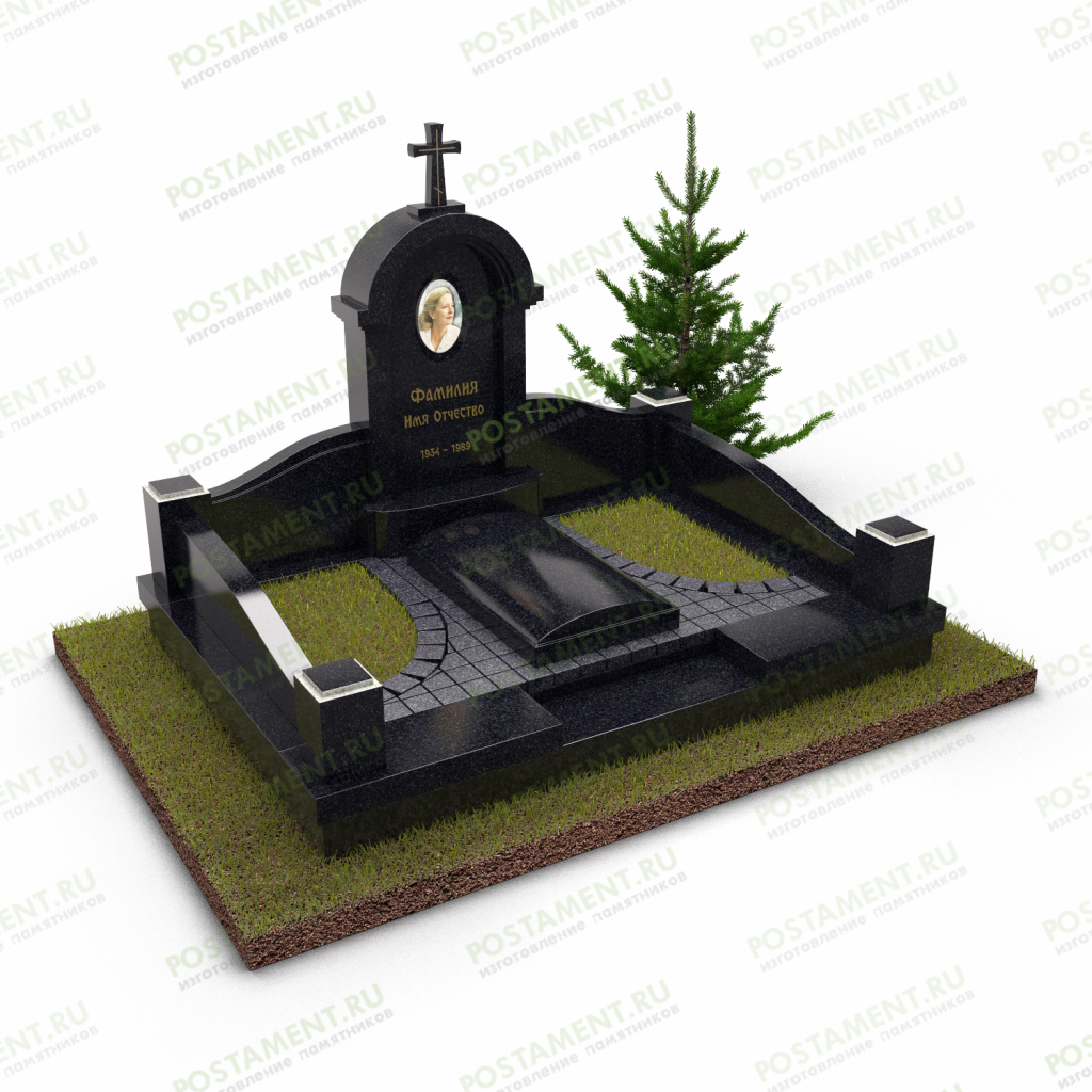 Элитный гранитный памятник с крестом