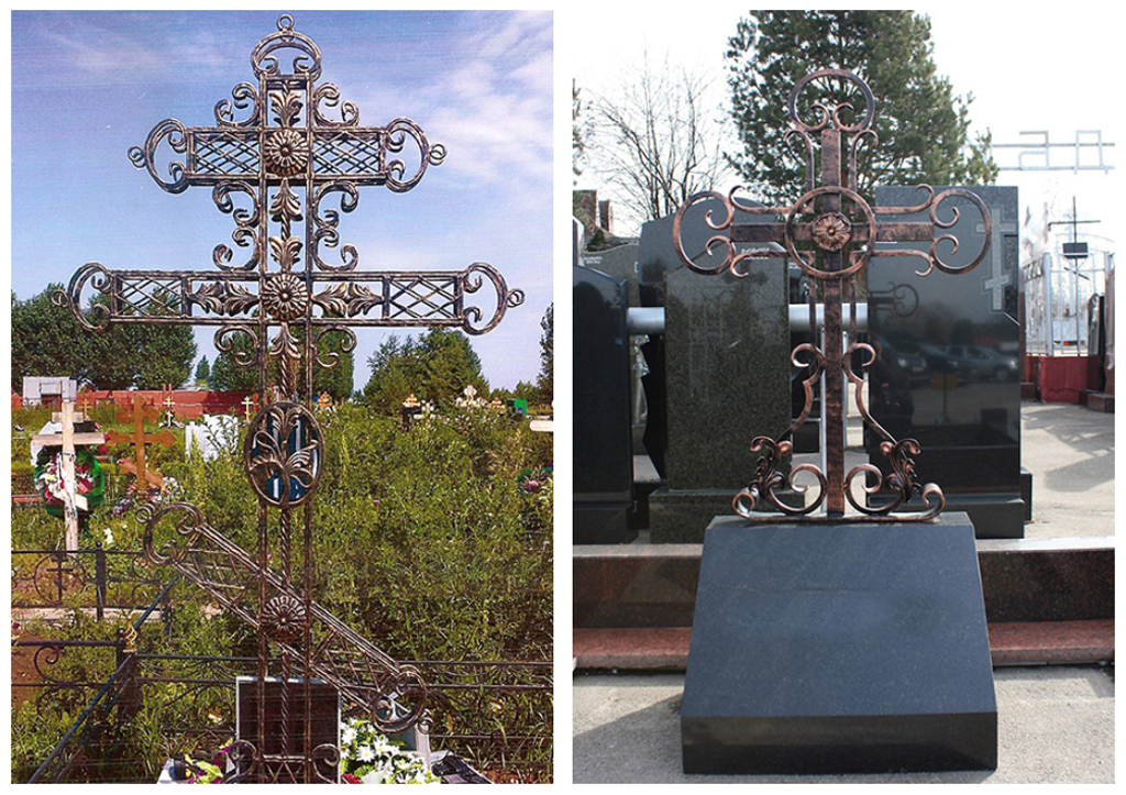 Кованые кресты на кладбище