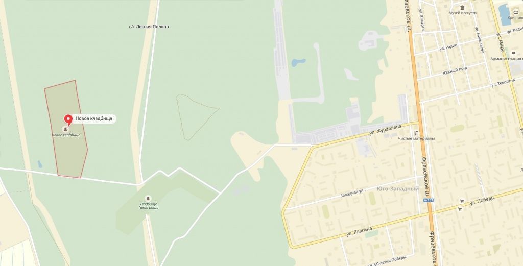 Схема Нового кладбища (Электросталь) фото