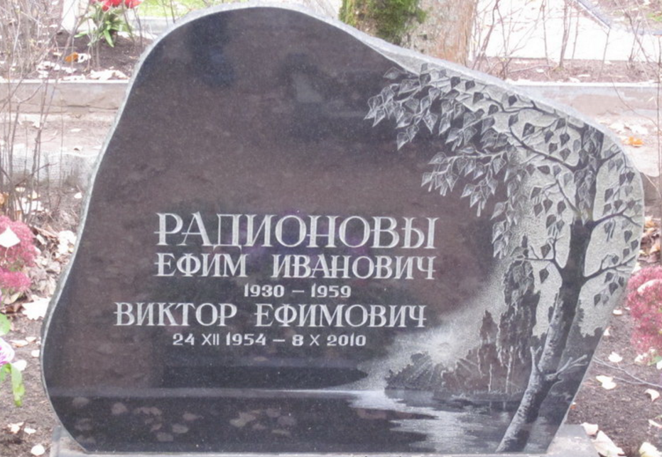 памятник с березой из гранита