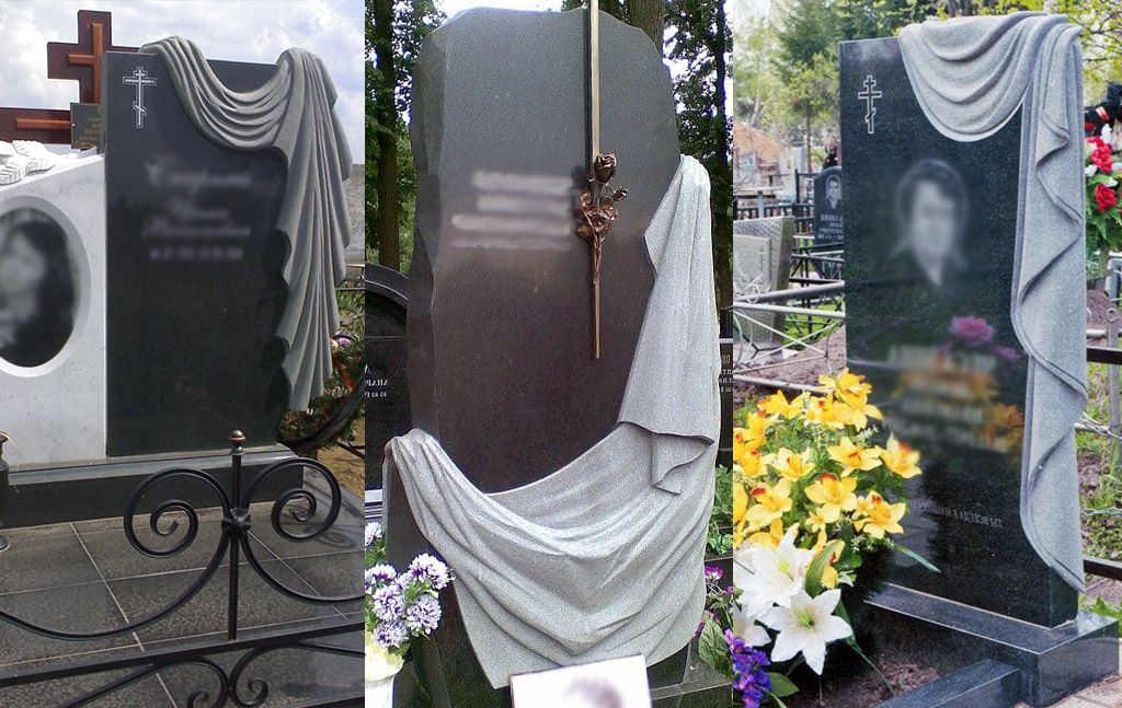 Памятник с драпировкой из гранита