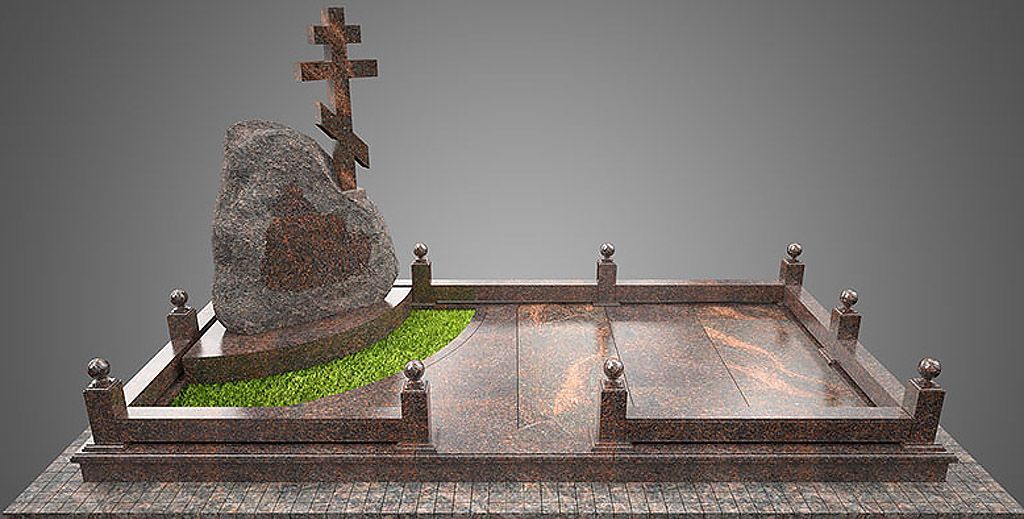 Угловой памятник-валун на подставке