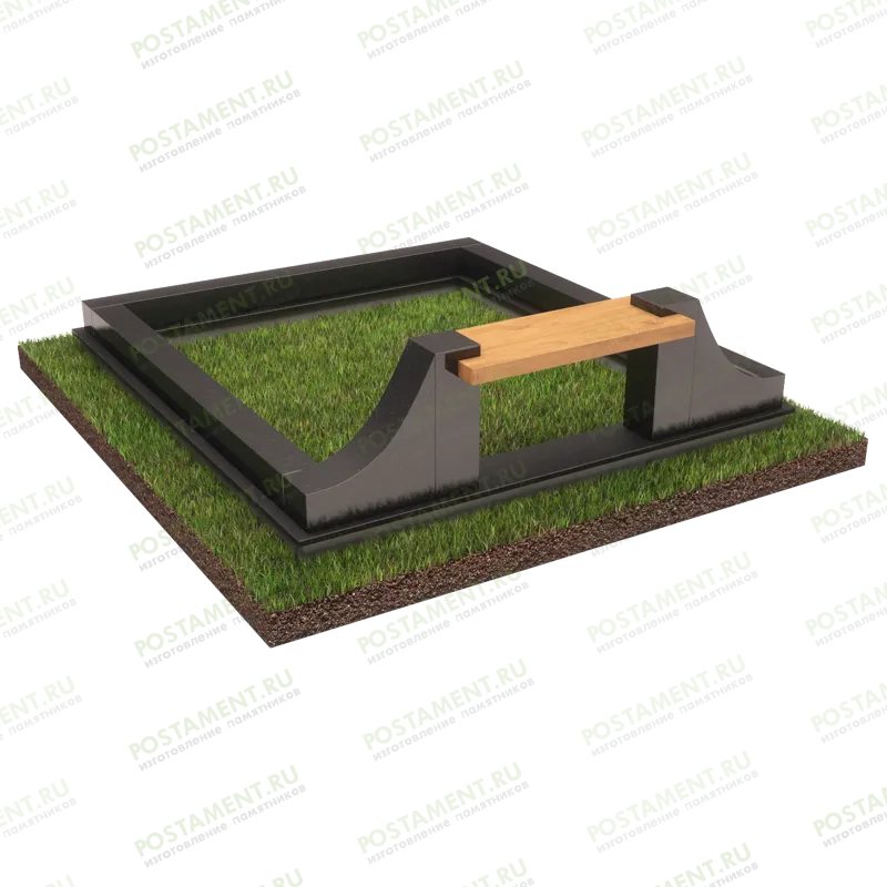 Цоколь на могилу с деревянной лавкой 22115