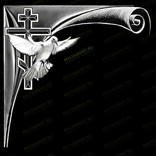 голубь с крестом узор для гравировки