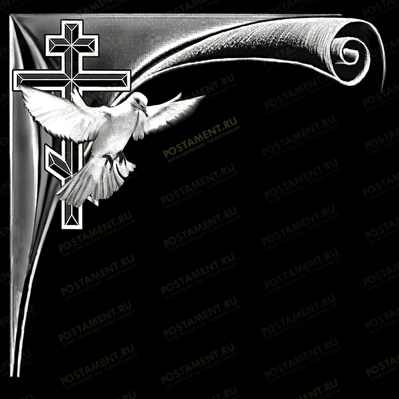 голубь с крестом узор для гравировки