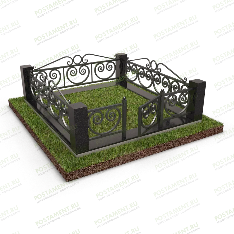 Цоколь с оградой на могилу 22164