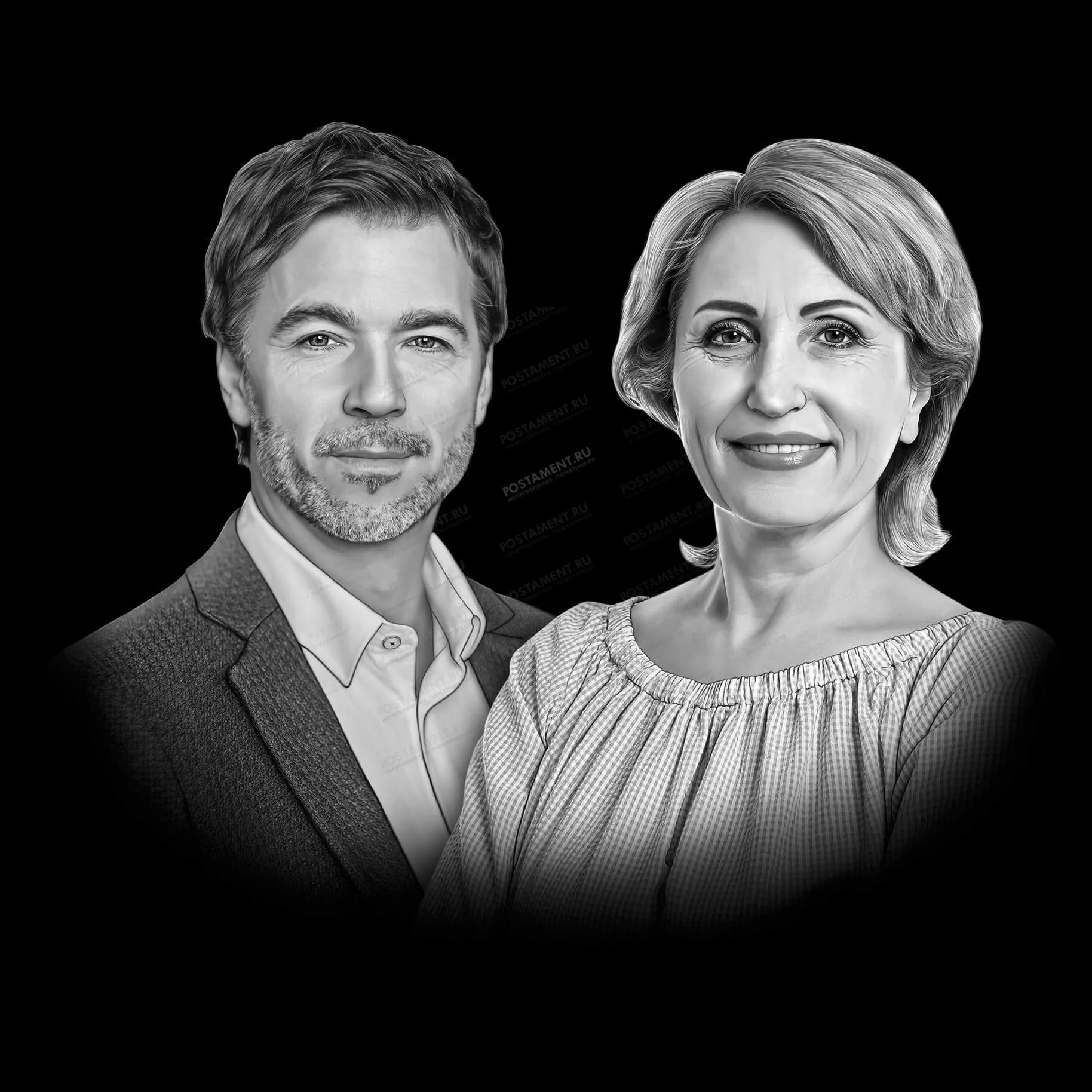 Портрет двойной на памятник гравировкой