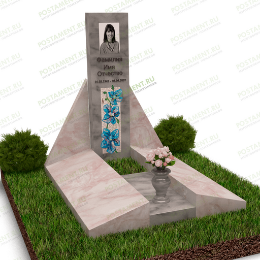 Комплекс на могилу из розового и серого мрамора 18883