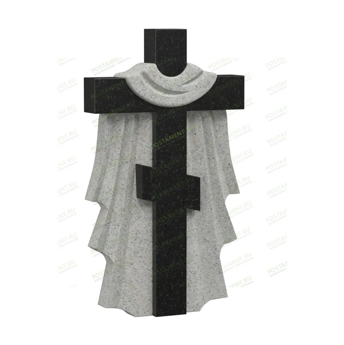 Гранитный крест с тканью 17917