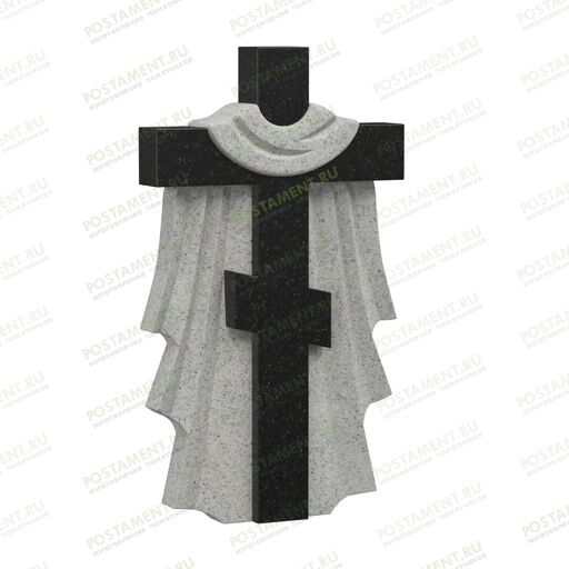 Гранитный крест с тканью 17917