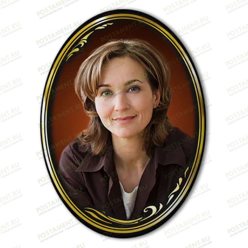 Фотоовал с золотой рамкой на памятник 91888