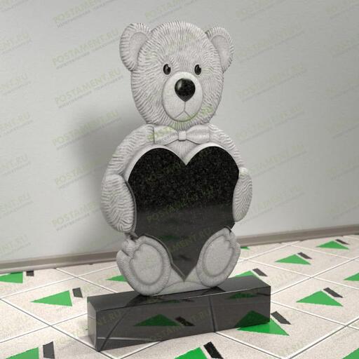 Памятник детский с мишкой и сердцем 13306