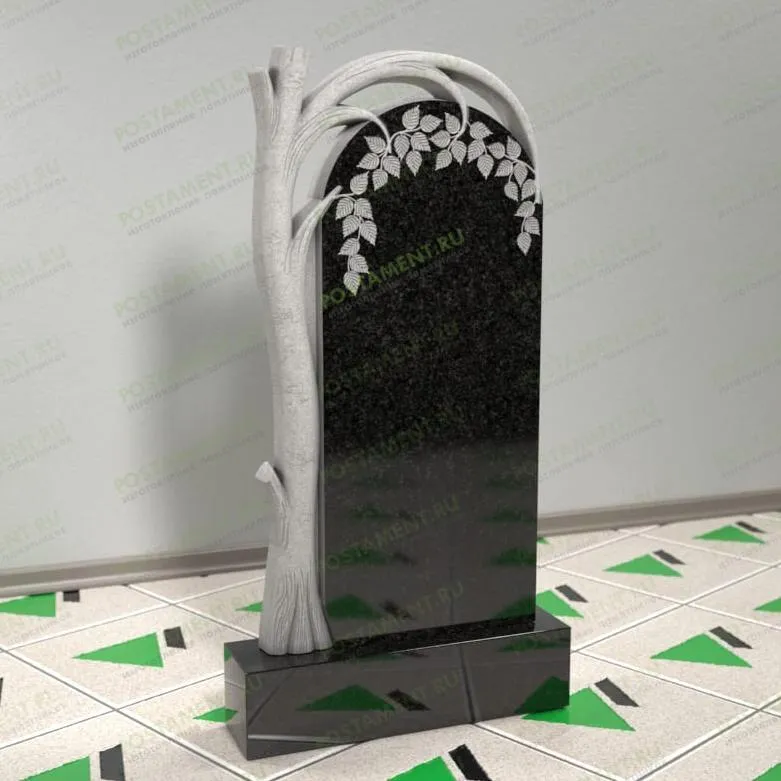 Памятник с березой на могилу из гранита 12120
