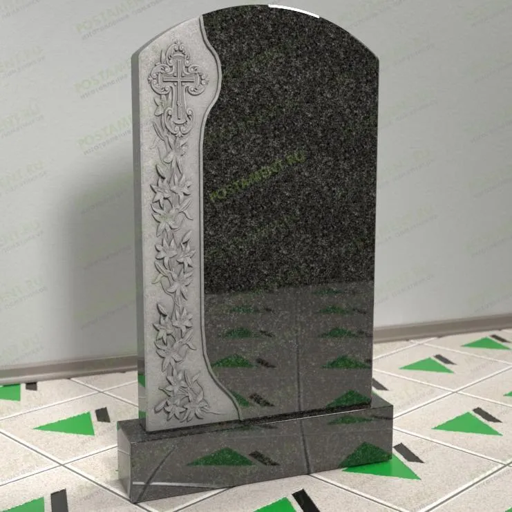 Памятник с лилиями и крестом