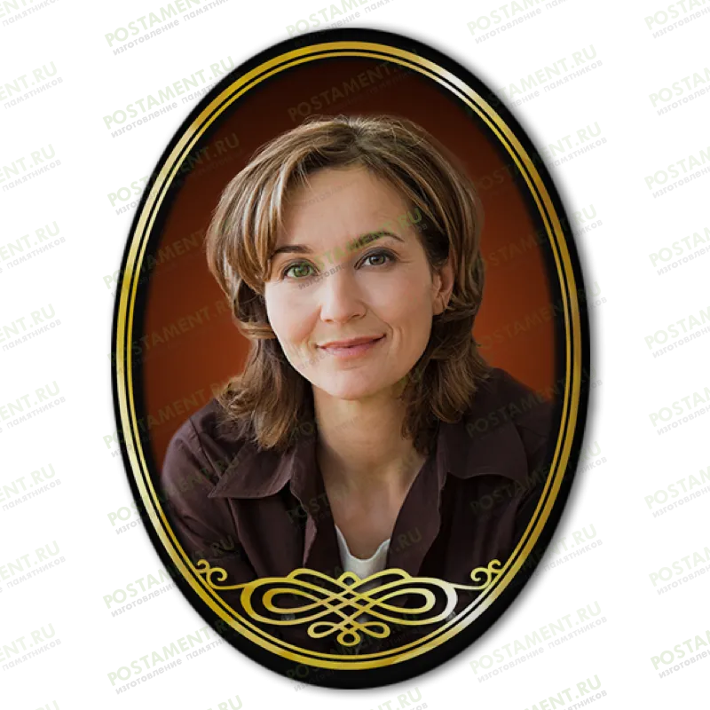 Фотоовал с золотой рамкой на памятник 91889
