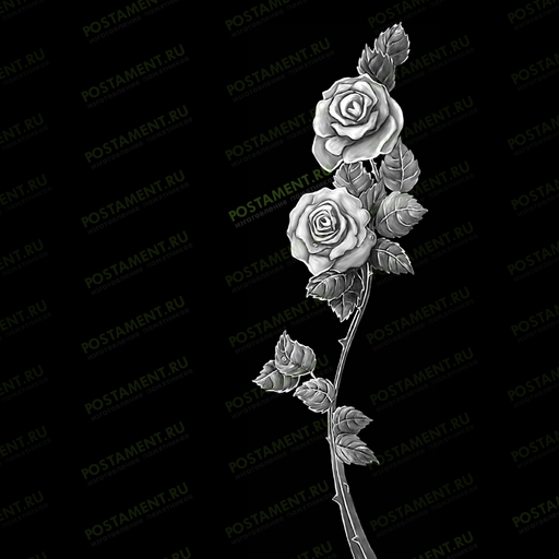 Две розы на памятник из гранита 91015