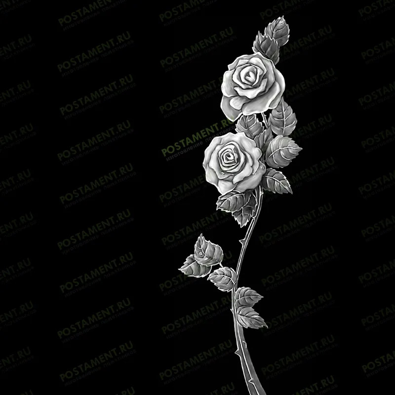 Две розы на памятник из гранита 91015