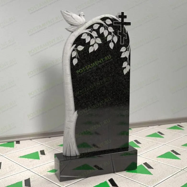 Памятник с голубем на березе на могилу