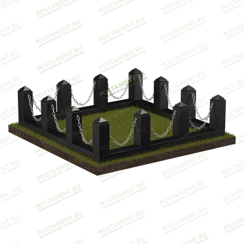 Ограда столбики с цепями на могилу 22117