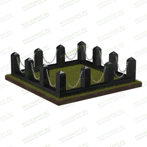 Ограда столбики с цепями на могилу 22117