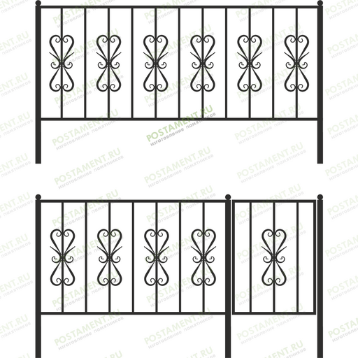 Высокая металлическая оградка на могилу 33011