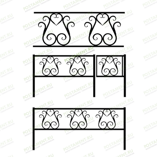 Ограда на могилу с орнаментом сердце 32014