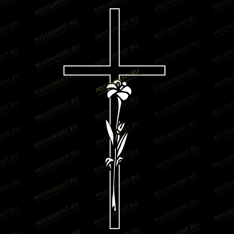 Крест с цветком на памятник 93058