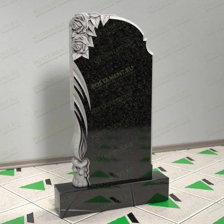 Памятник с розами и свечой 12643