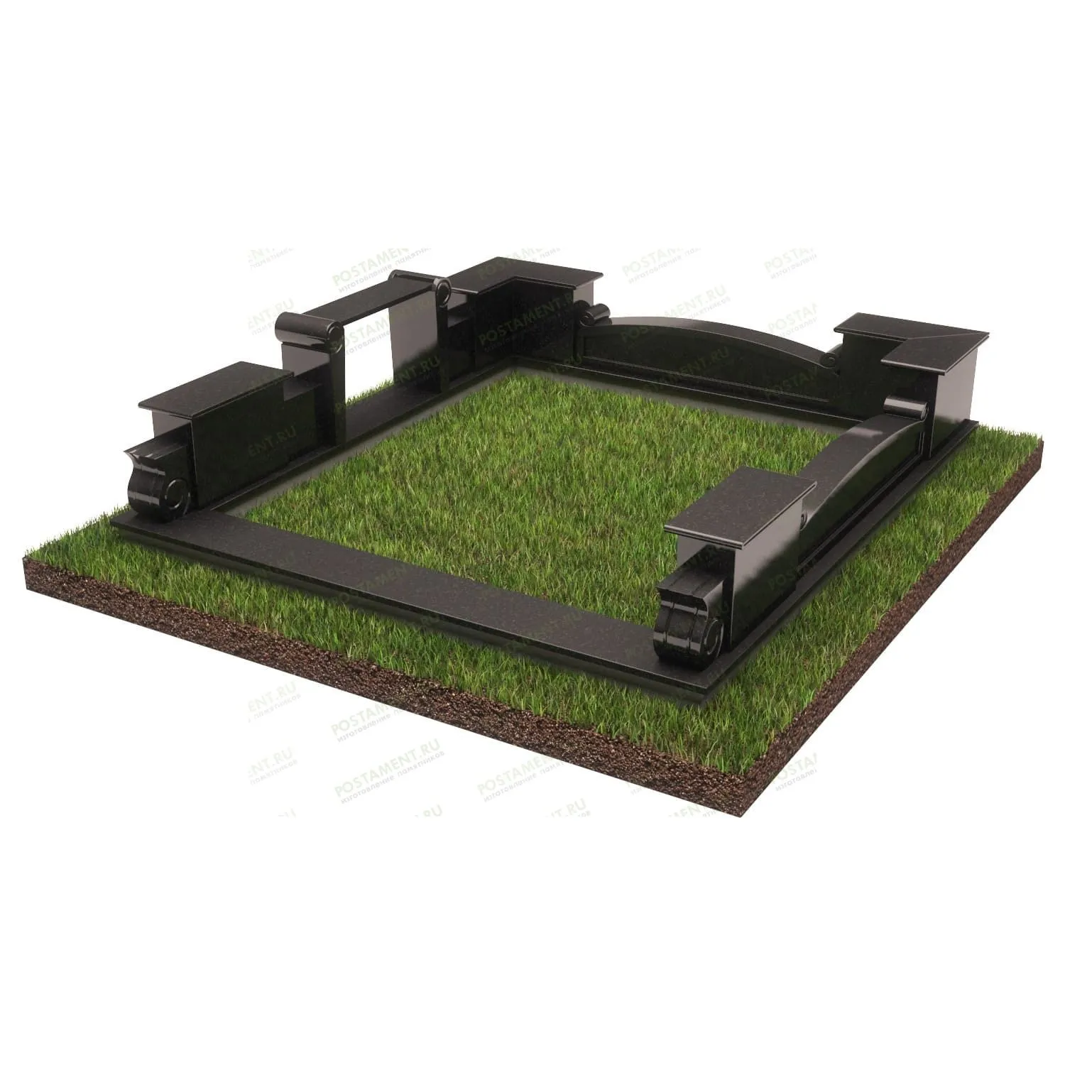 Цоколь на могилу с лавкой 22308