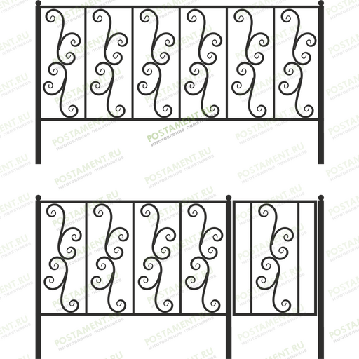 Высокая ограда из металла на могилу 33007