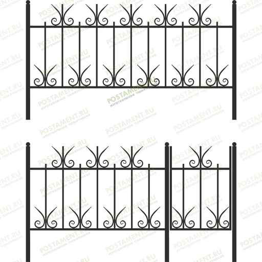 Высокая оградка на могилу 33012