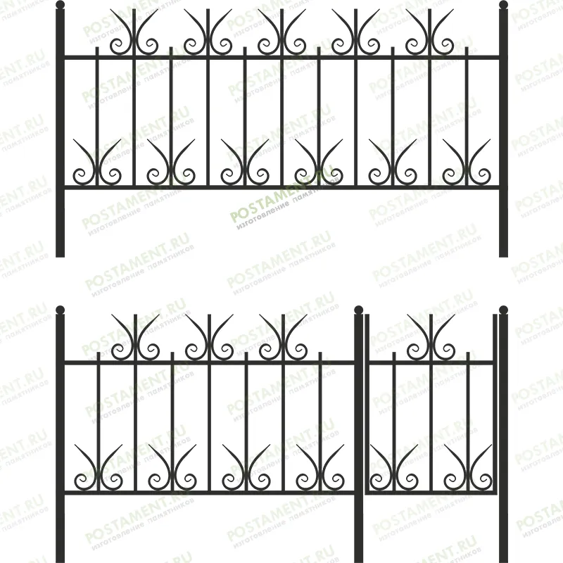 Высокая оградка на могилу 33012