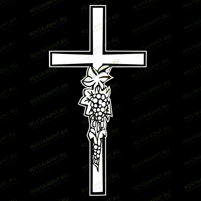 крест с виноградом на памятник гравировка 93060