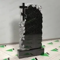 Памятник с розами и крестом № 12623