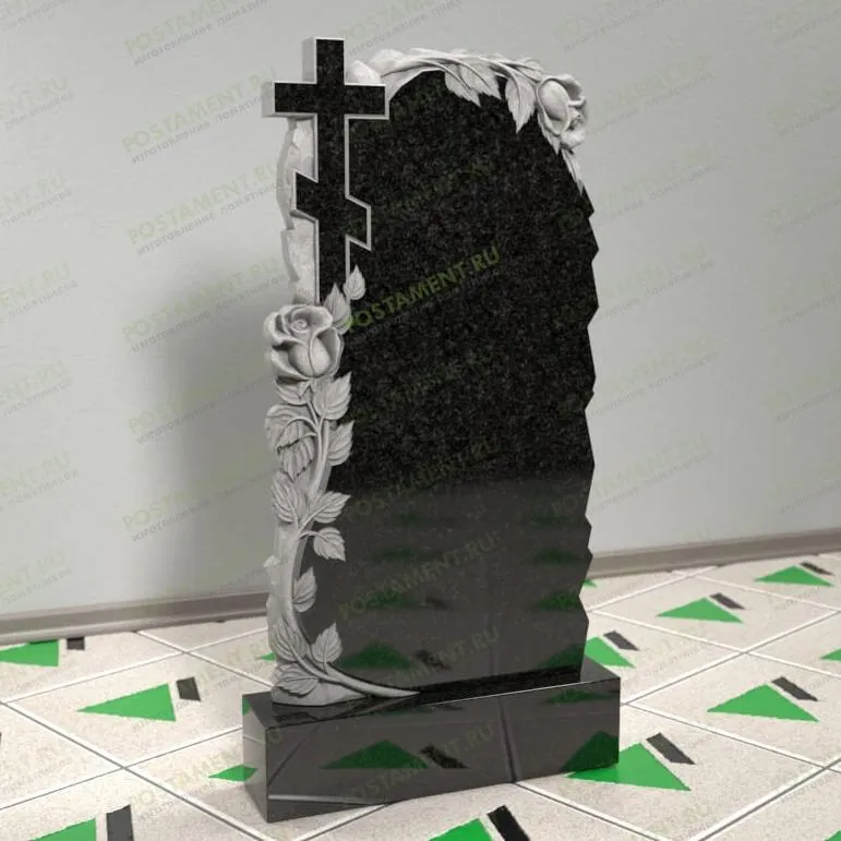 Памятник с розами и крестом 12623