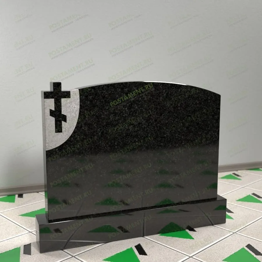 Горизонтальный памятник с крестом 15402
