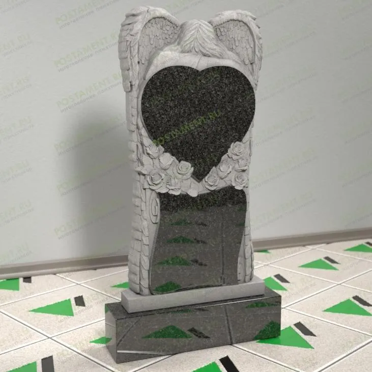 Памятник с ангелом и розами 13707